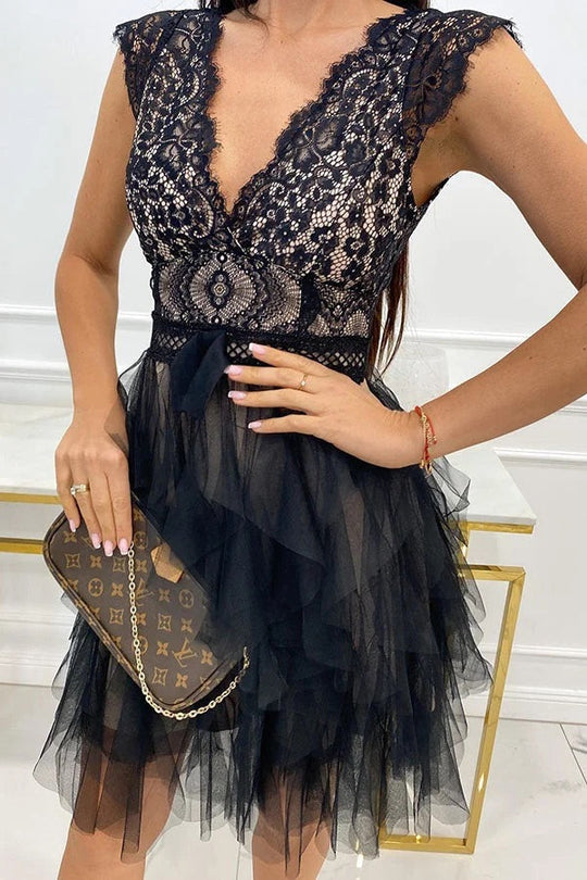 Heidi-Mode | Unendliche Schönheit Spitzen Tüll Midi Kleid
