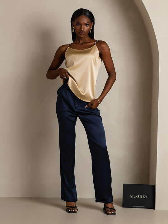 Heidi-Mode | Seide Entspannt Spaghettiträger Camisole Top