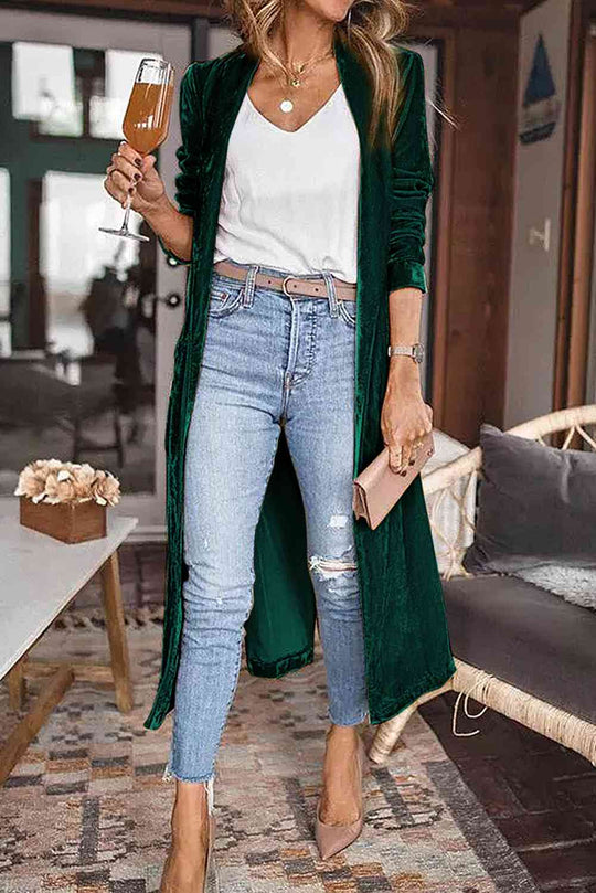 Heidi-Mode | Offene Front Lange Strickjacke mit Taschen