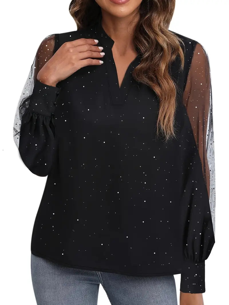 Heidi-Mode | Bluse Transparent Tüll mit Ausgeschnittenem Ausschnitt