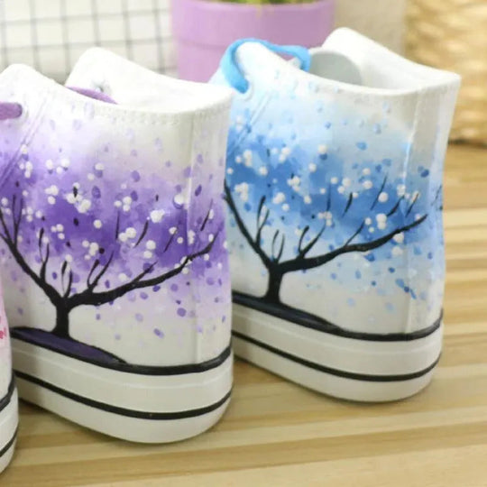 Heidi-Mode | Handgeschilderde hoge stof sneakers