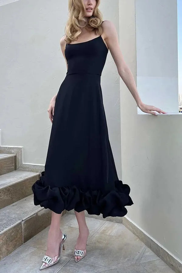 Mädchen Volant Bustier Bankett Party Midi šaty