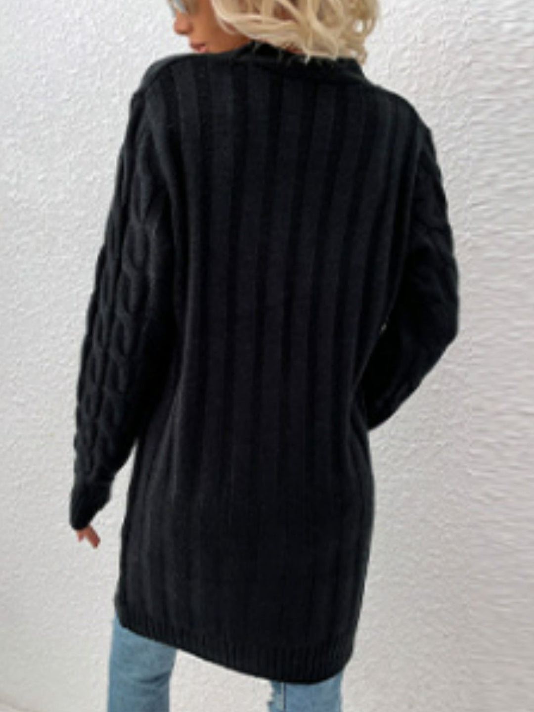 Heidi-Mode | Kabelstrick Knopfverschluss Cardigan mit Taschen