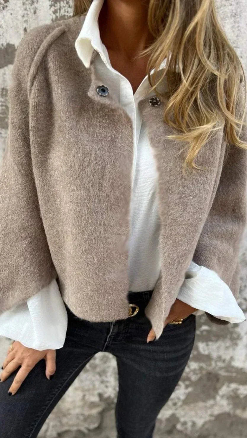 Heidi-Mode | Eleganter Rundhalsausschnitt Damen Strickjacke