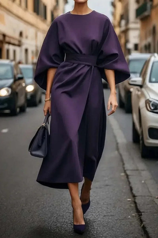 Heidi-Mode | Elegantes Kleid mit Laternenärmeln und Gürtel