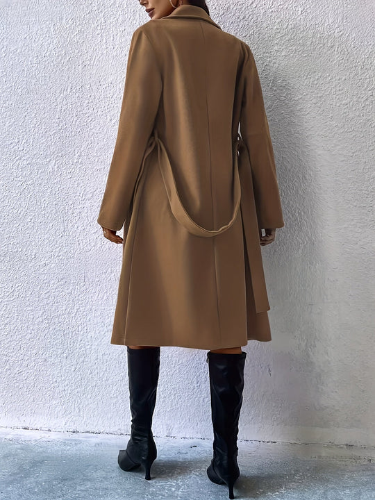 Heidi-Mode | Trenchcoat mit Gürtel und einfarbigem Polyestermaterial für Frauen Schicke Oberbekleidung für den alltäglichen Gebrauch