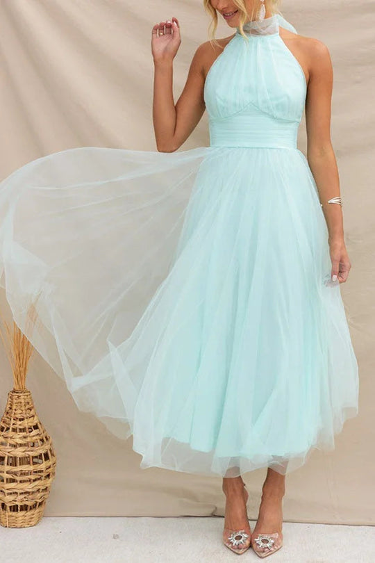 Heidi-Mode | Fairy Vibes Tüll Gathered Detail Halter Maxi Kleid