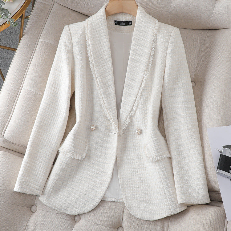 Heidi-Mode | Weiß Klassischer Stil Hohe Qualität Temperament Tweed Mantel