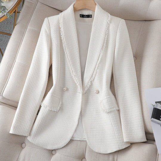 Heidi-Mode | Weiß Klassischer Stil Hohe Qualität Temperament Tweed Mantel