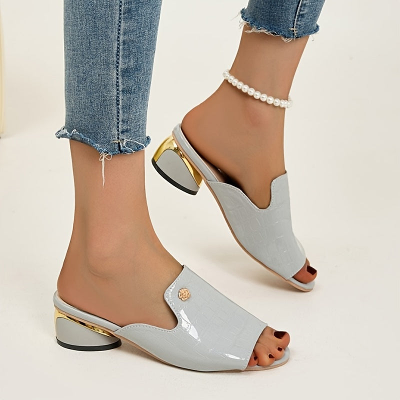 Heidi-Mode | Sandalen mit Krokodilmuster, mit Offenen Zehen und Eleganten Stilettos