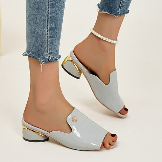 Heidi-Mode | Sandalen mit Krokodilmuster, mit Offenen Zehen und Eleganten Stilettos
