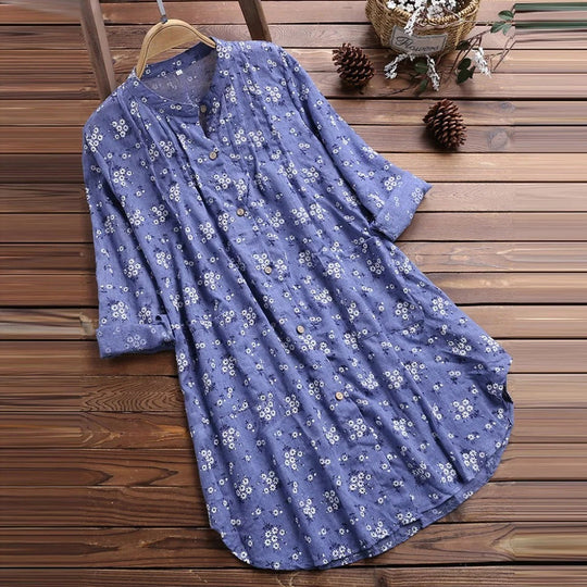 Heidi-Mode | Große Damenbluse aus Baumwolle und Leinen Sommer Plus Size M 5Xl