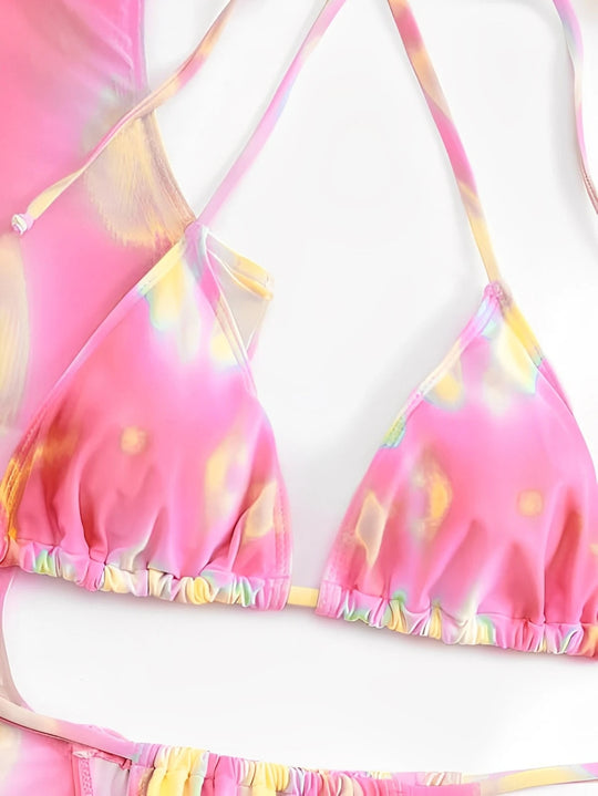 Heidi-Mode | Tie Dye Bikini & Cover up Mini Kleid Satzs