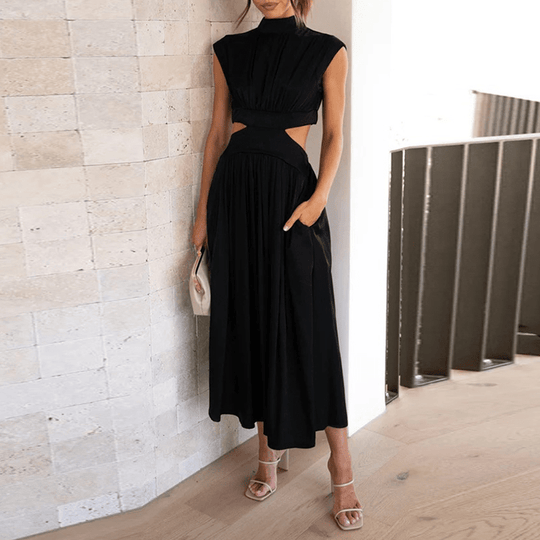 Heidi-Mode | Stilvolle Ausschnitt Plissee Kleid