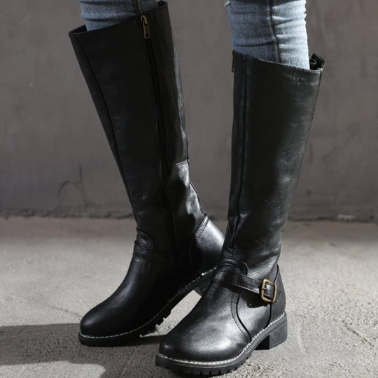 HeidiMode | Hohe Damenstiefel Mit Schnalle Und Absatz