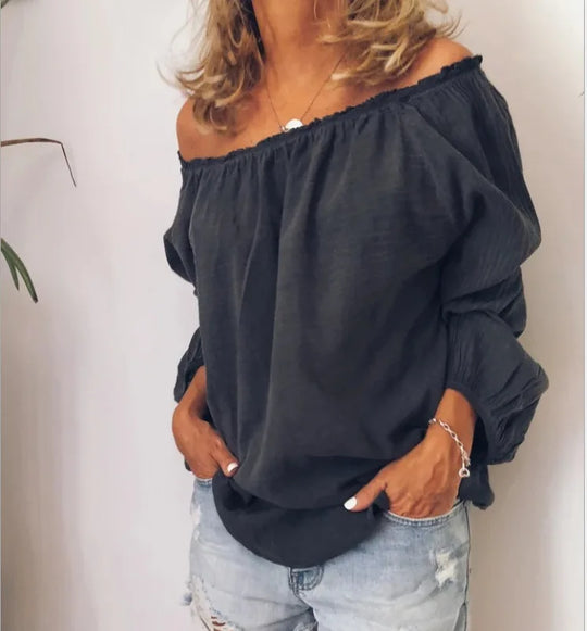 Heidi-Mode | Off Shoulder Bluse mit Eleganten Ballonärmeln