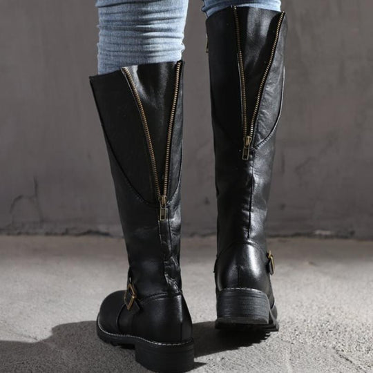 HeidiMode | Hohe Damenstiefel Mit Schnalle Und Absatz