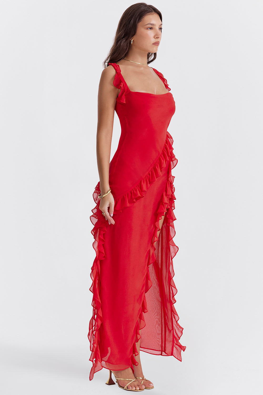 Heidi-Mode | Rüschenseitenschlitz-Partykleid