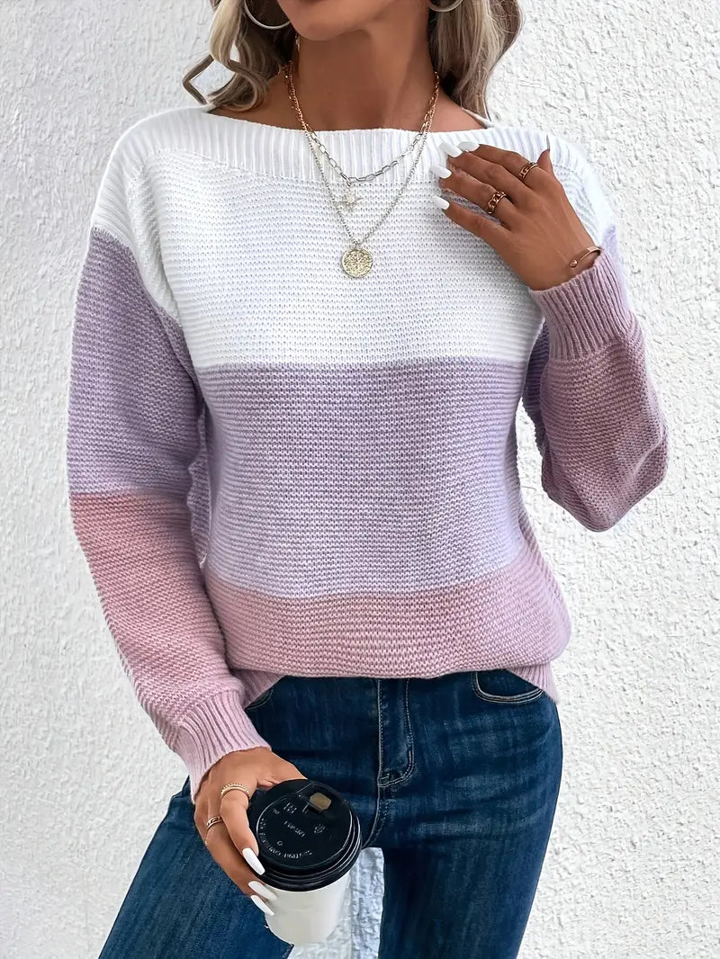 Heidi-Mode | Pull À Manches Longues Et Col Rond En Couleur