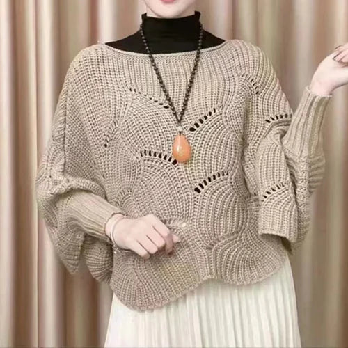 Grobstrickpullover mit Laternenärmeln und Anhänger