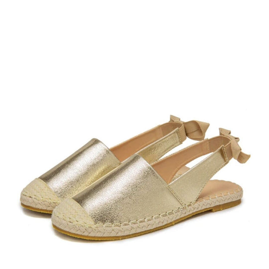Heidi-Mode | Goldfarbene Espadrilles mit Elastischem Slingback