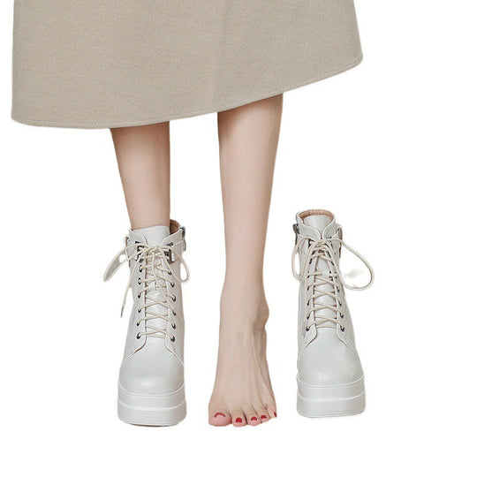 Heidi-Mode | Mode Kurze Stiefel Wasserdicht Plattform Dickere Ferse Hohe Absätze