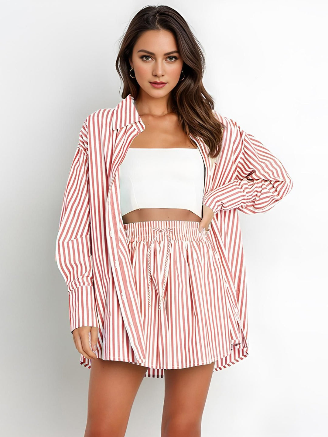 Heidi Mode | Fashion Shirt Gestreift Langarm Zweiteiliges Set