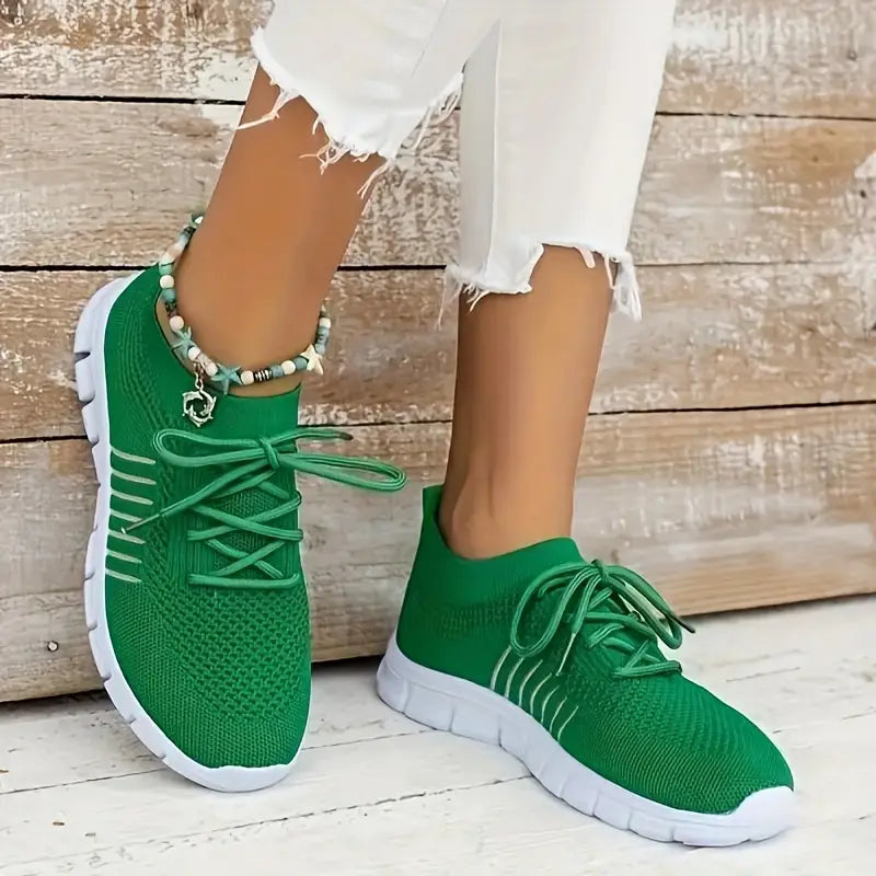 Heidi-Mode | Atmungsaktive Schnürsenkel Knitfit Sneakers für Laufen