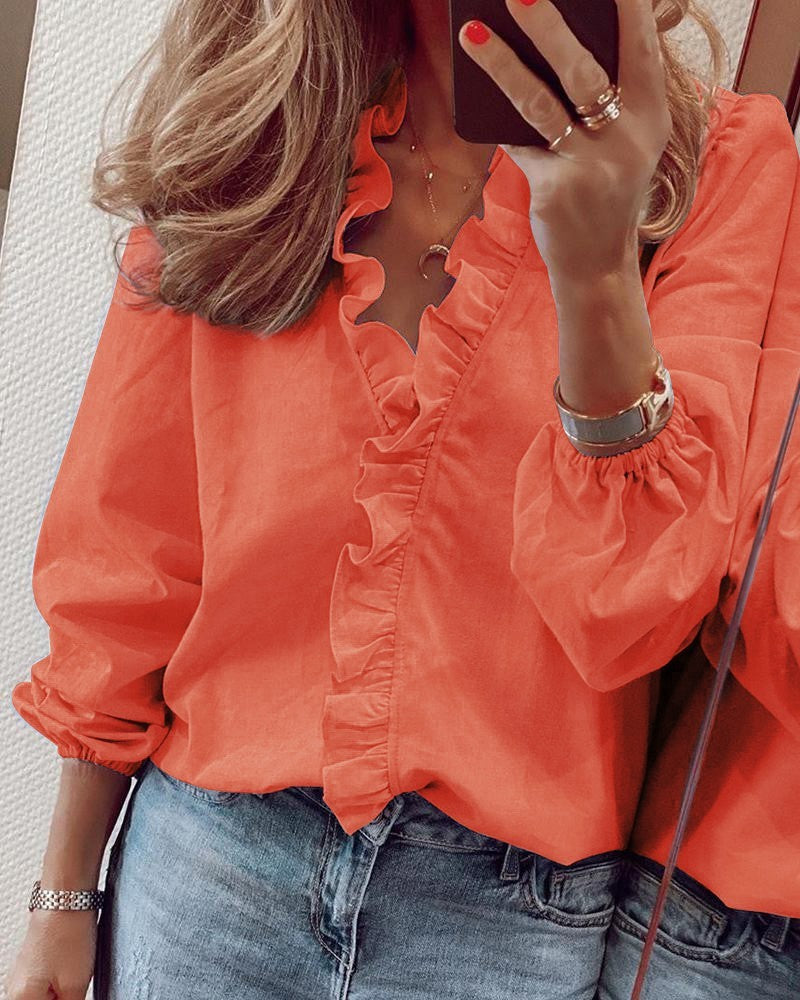 Heidi-Mode | Langarm-Rüschenshirt Bluse