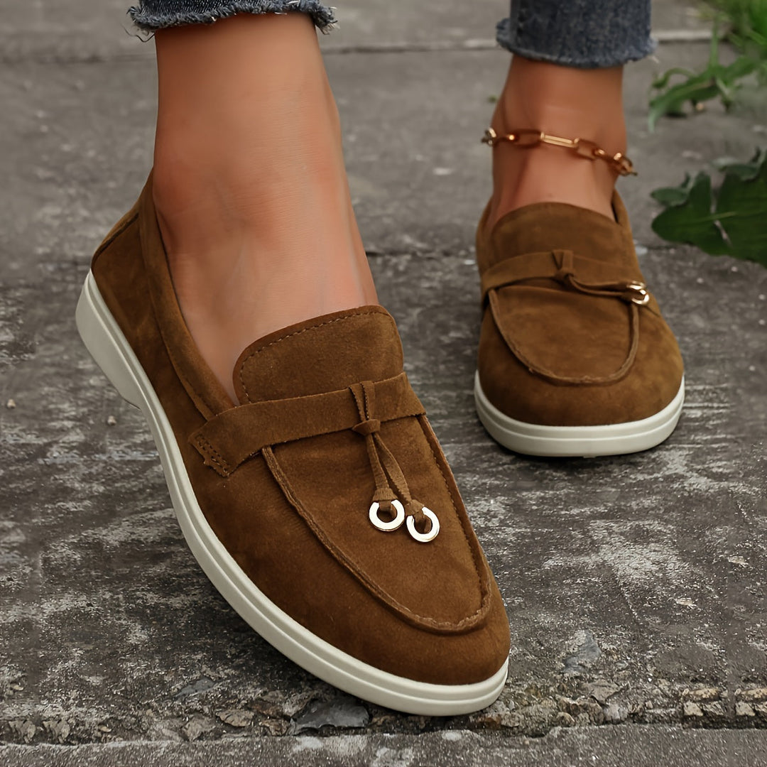 Heidi-Mode | Damen Mokassins mit Fransen und Eisenring, Slip-On Schuhe mit Rundem Zehen