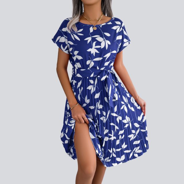 Plissiertes Midikleid mit Blumen