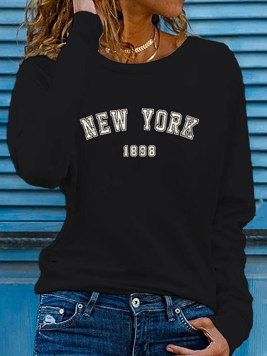 Heidi – t-shirt mit rundhalsausschnitt und new york-print