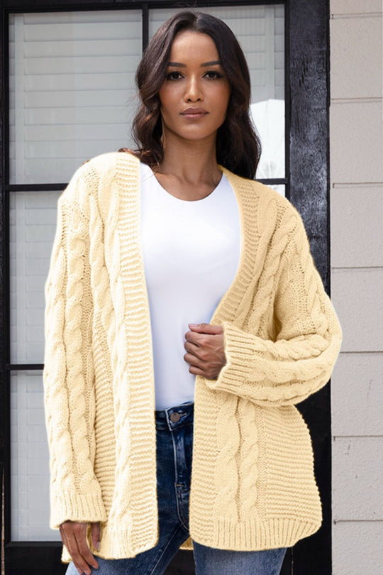 Heidi-Mode | Offene Front Zopfmuster Strickjacke