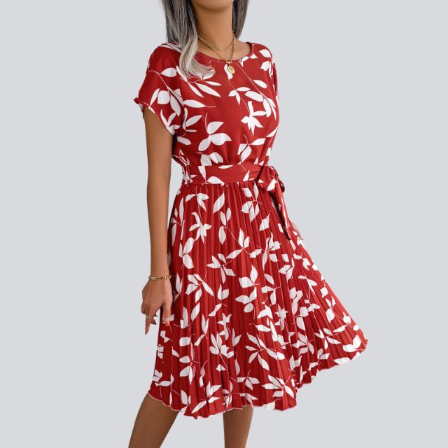 Plissiertes Midikleid mit Blumen