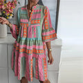 Heidi-Mode – frisch bedrucktes minikleid mit 3/4 armeln