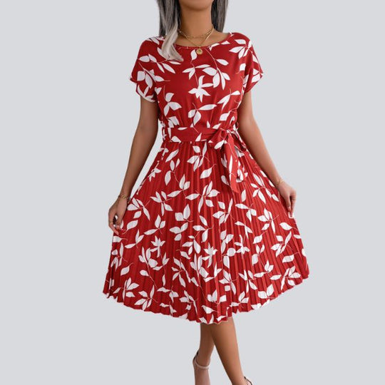 Plissiertes Midikleid mit Blumen