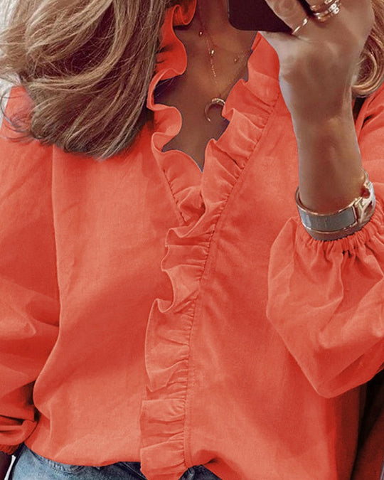 Heidi-Mode | Langarm-Rüschenshirt Bluse