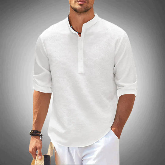 Weißes lässiges Henley-Shirt