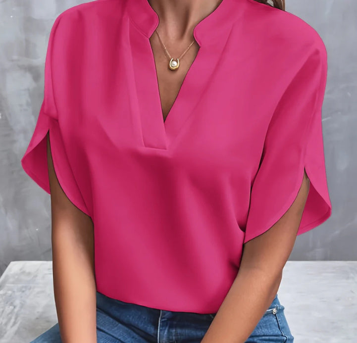 Heidi-Mode | Sommerliche Chiffon-Bluse mit V-Ausschnitt für Damen