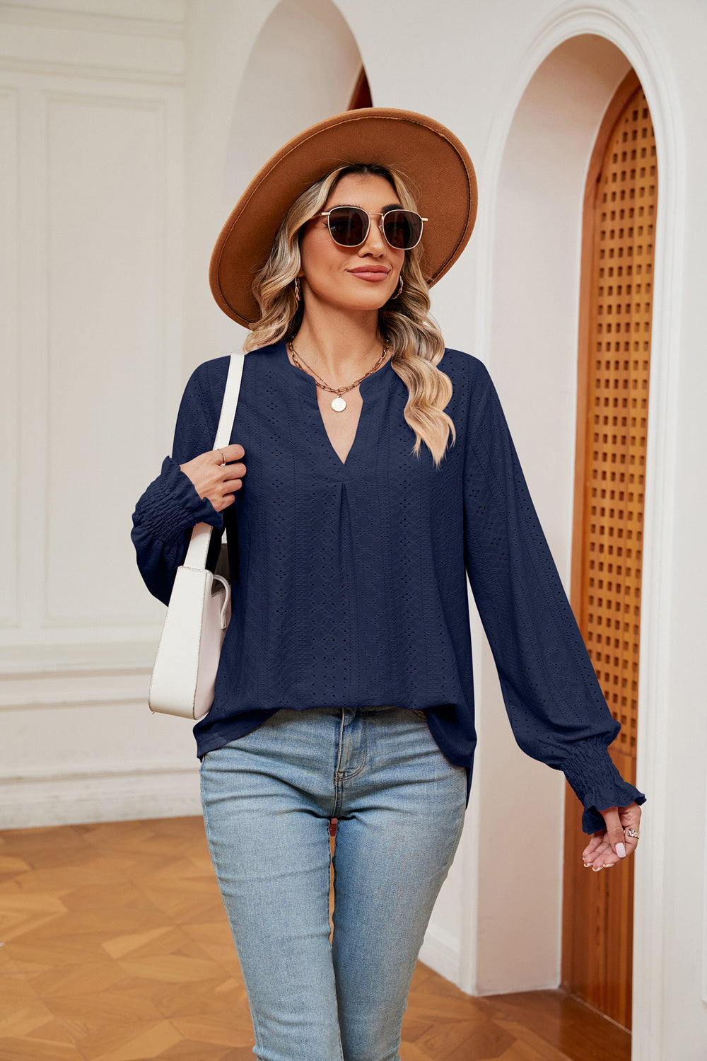 Heidi-Mode | Notchkragen Volant Ärmel Bluse