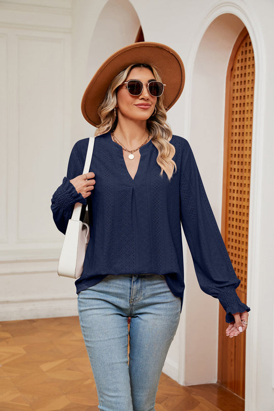 Heidi-Mode | Notchkragen Volant Ärmel Bluse