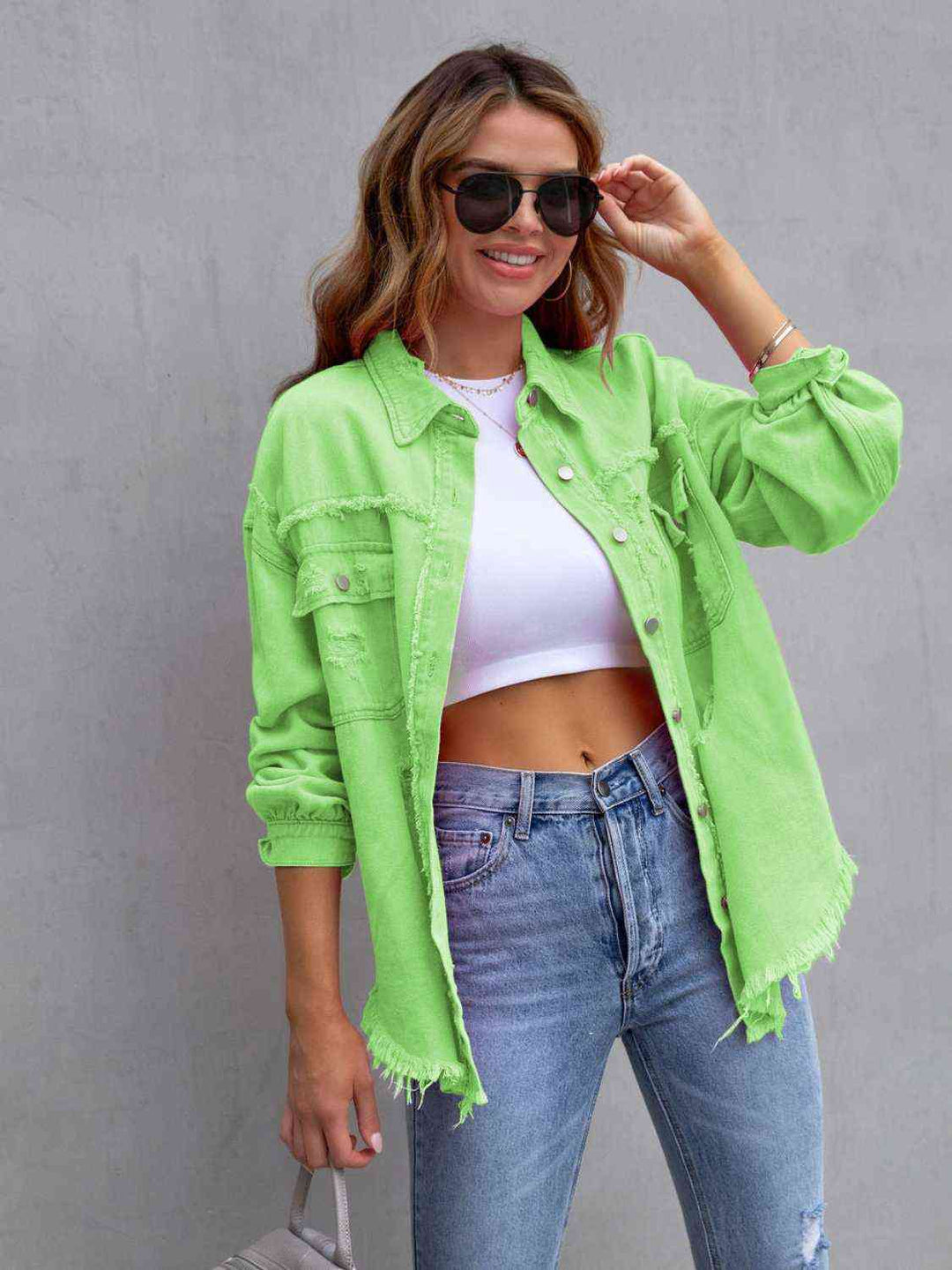 Heidi-Mode | Zerrissene Drop Shoulder Denim Jacke