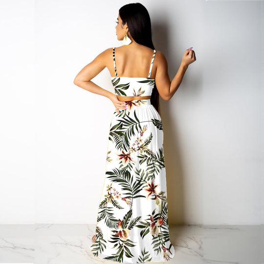 Heidi-Mode | Deep V-Ausschnitt Hohe Schlitz Maxi Kleider Rock Set