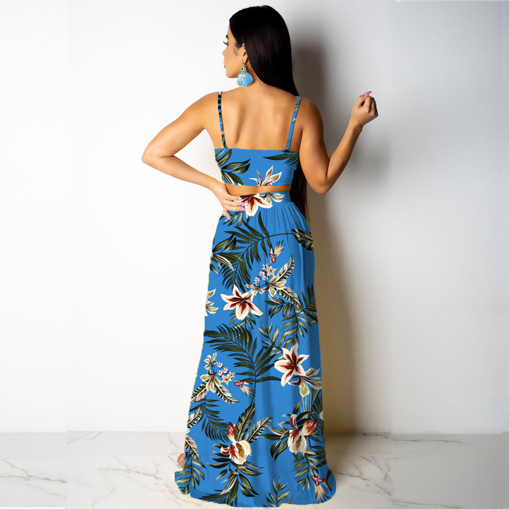 Heidi-Mode | Deep V-Ausschnitt Hohe Schlitz Maxi Kleider Rock Set