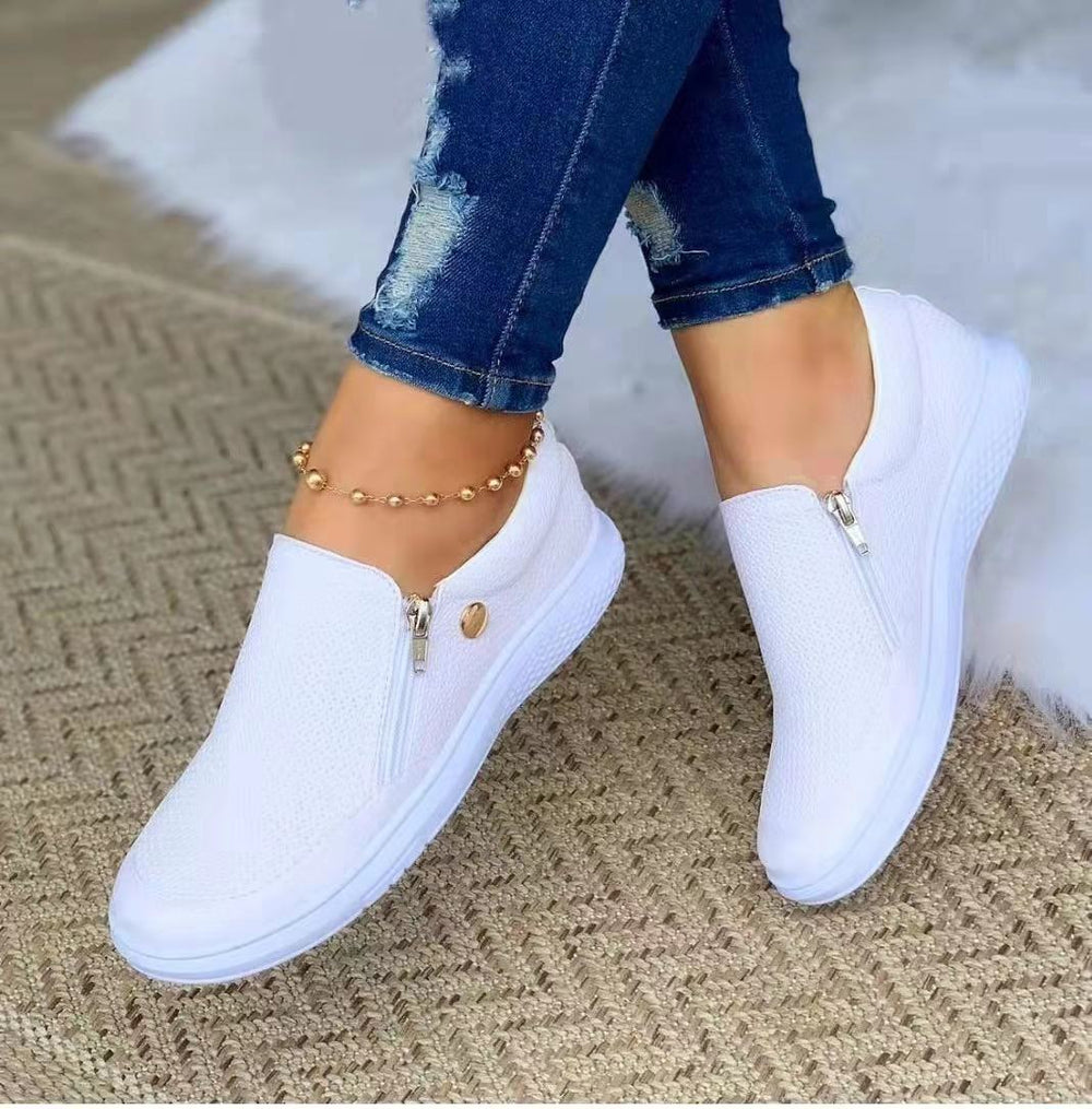 Heidi-Mode | Modische Sportliche Damen Sneaker mit Reißverschluss