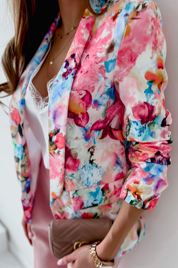 Heidi-Mode | Freie und Echte Florale Revers Freizeitanzug Blazer