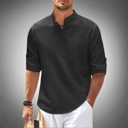 Weißes lässiges Henley-Shirt