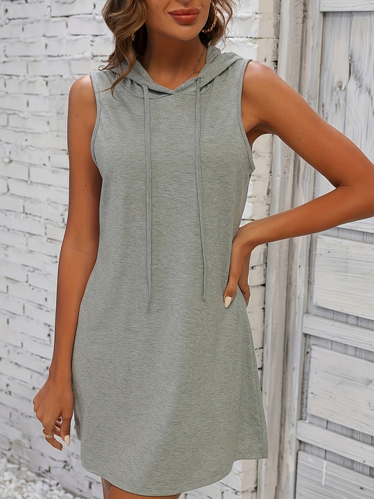 Heidi-Mode | Damen Leichte Sommerkleid Tunika, Leichtes Kleid mit Kapuze, Ohne Ärmel