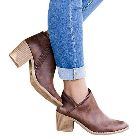 Heidi-Mode | Leder Elegante Stiefel mit Absatz für Frauen