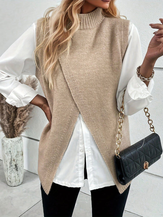 Heidi-Mode - Schickes Herbst Beige Sweater Vest für Frauen